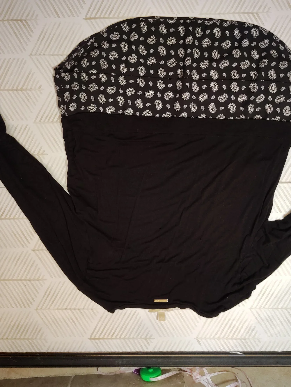 Michael Kores Paisley Mix‎ Media Long Sleeve Top Size L
